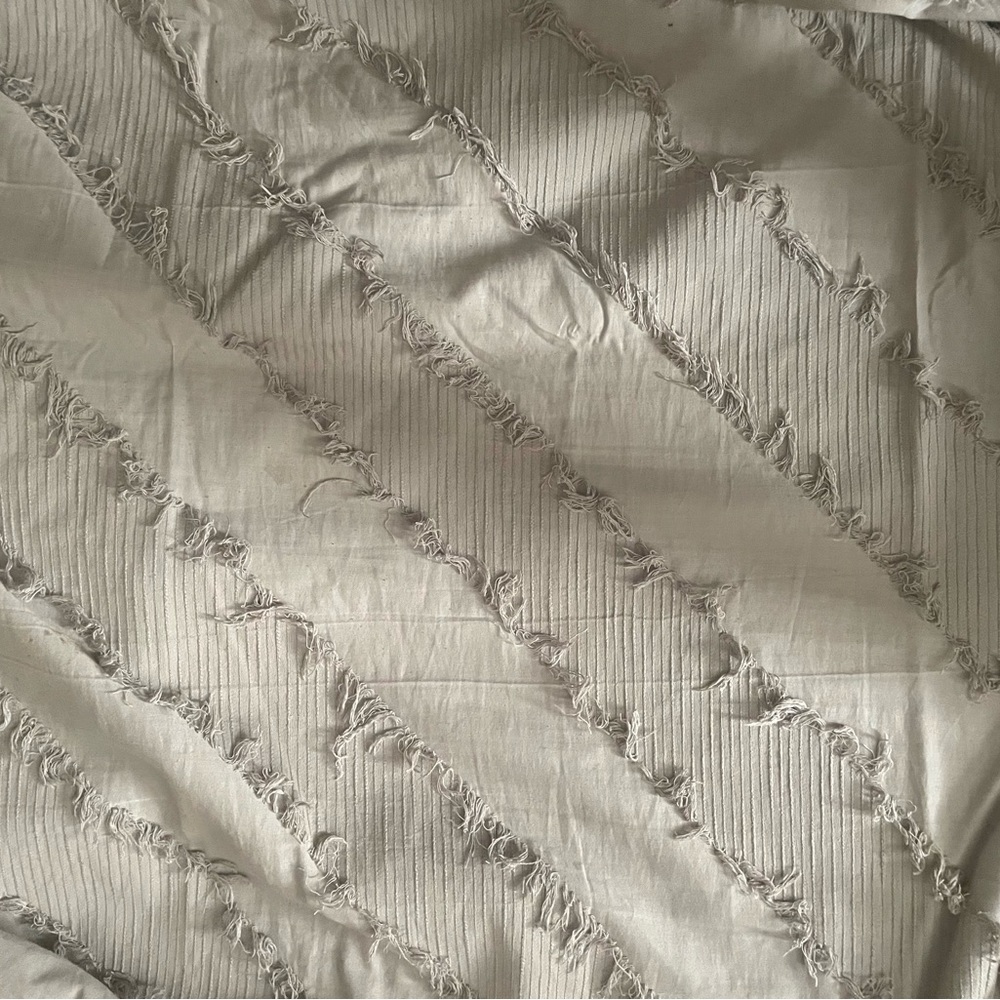 OPALHOUSE Gray Fringe Diagonal Stripe Full/Queen Duvet Cover Boho